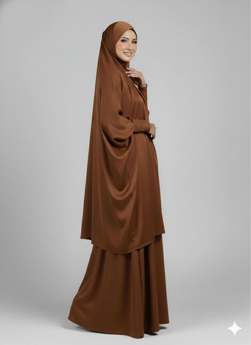 Jilbab 3-pcs Brown Colour