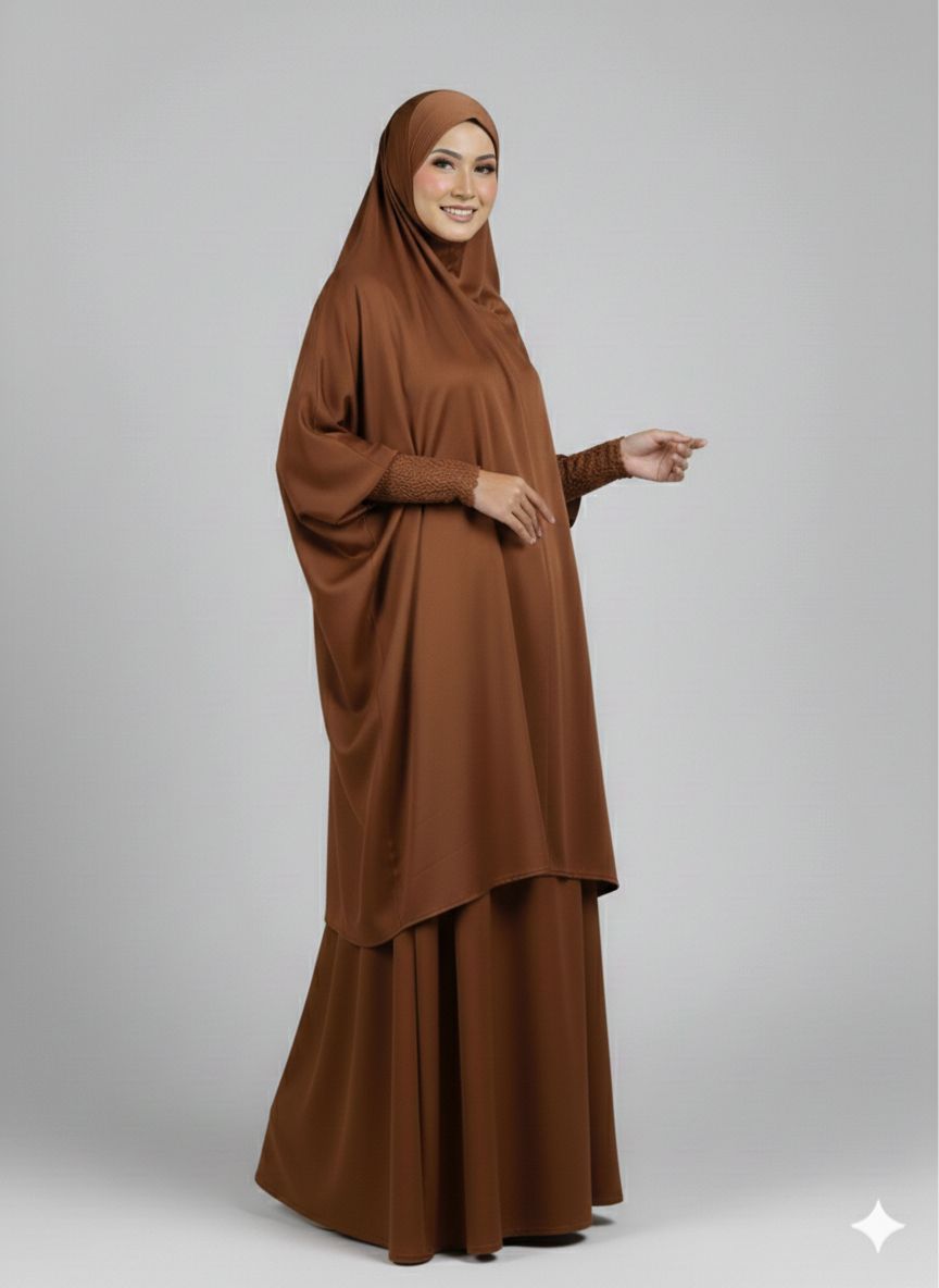 Jilbab 3-pcs Brown Colour