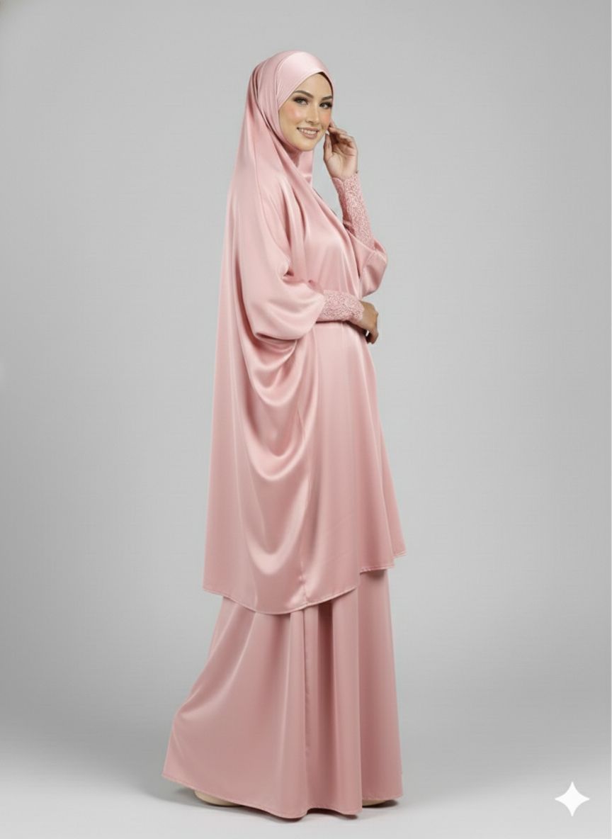 Jilbab 3-pcs Pink Colour