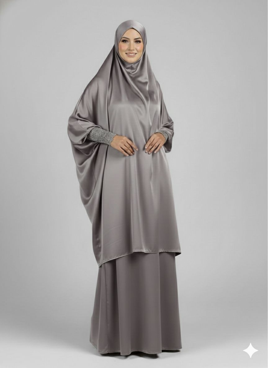 Jilbab 3-pcs Grey Colour