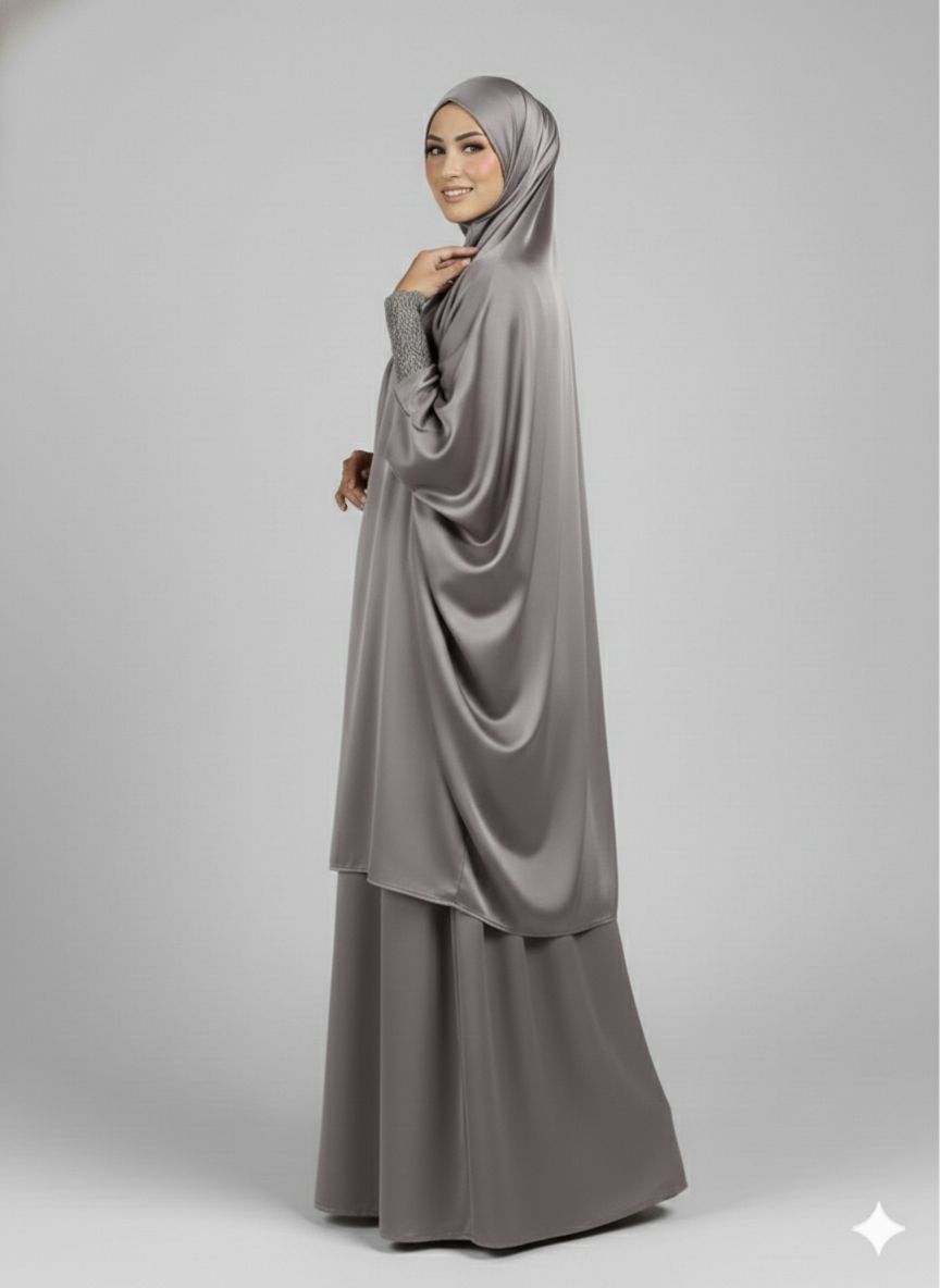 Jilbab 3-pcs Grey Colour