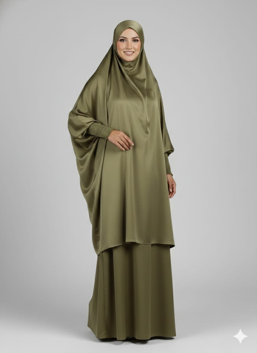 Jilbab 3-pcs Olive Green Colour