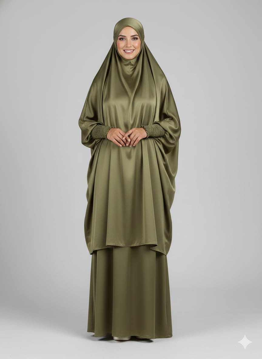 Jilbab 3-pcs Olive Green Colour